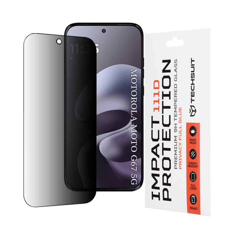 Folie sticla Motorola Moto G67 Techsuit 111D Privacy Full Glue, negru