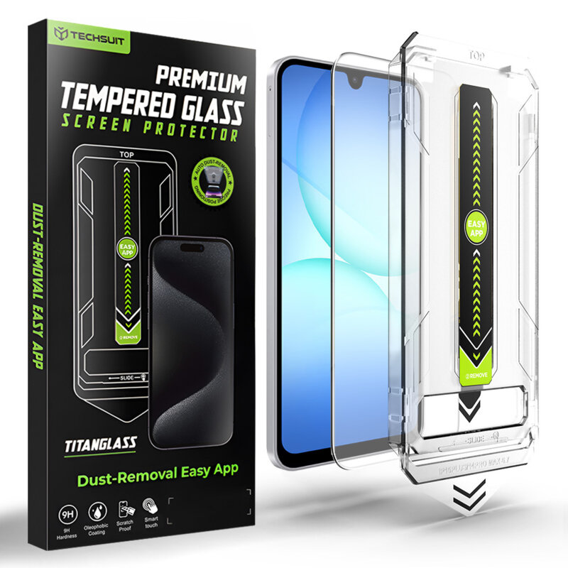 [Pachet 2x] Folie Samsung Galaxy A16 5G, deblocare prin amprenta, Techsuit TitanGlass CrystalHD, transparenta