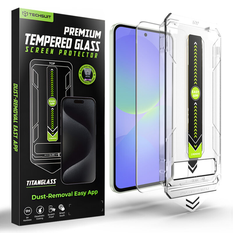 Folie Samsung Galaxy A36 5G, deblocare prin amprenta, Techsuit TitanGlass CrystalHD, transparenta