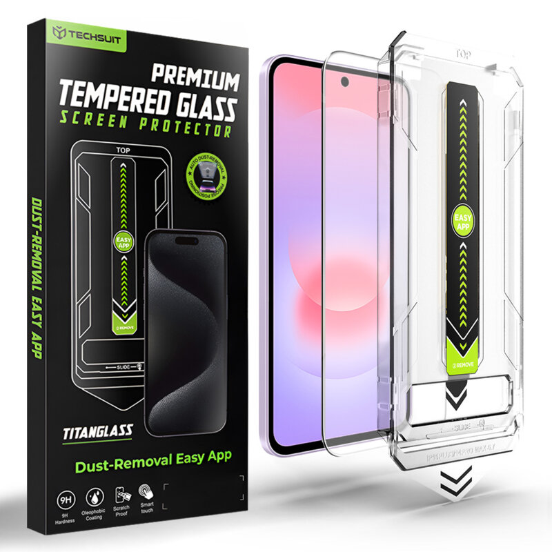 [Pachet 2x] Folie Samsung Galaxy A37 5G, deblocare prin amprenta, Techsuit TitanGlass CrystalHD, transparenta