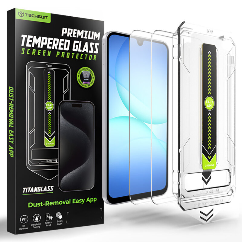 [Pachet 2x] Folie Samsung Galaxy A16 5G, deblocare prin amprenta, Techsuit TitanGlass CrystalHD, transparenta