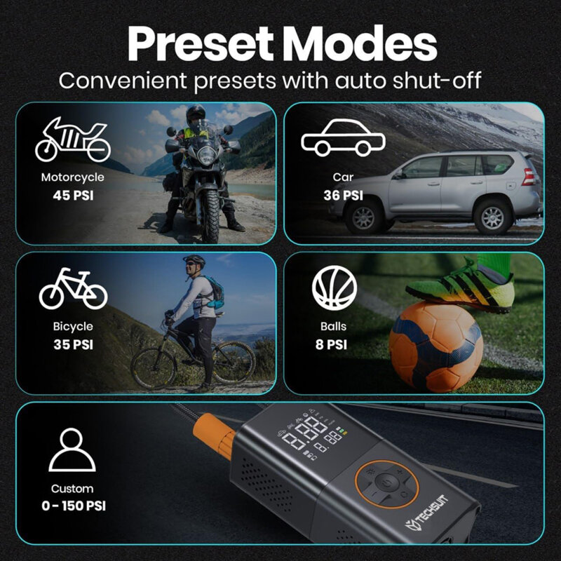 Compresor auto, baterie externa 4000mAh Techsuit AI1, negru
