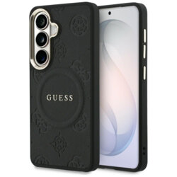 Husa Guess Saffiano Peony Embossed Ring MagSafe Samsung Galaxy S26 Plus, negru, GUHMS26MPSAMSECK