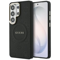 Husa Guess Saffiano Peony Embossed Ring MagSafe Samsung Galaxy S26 Ultra, negru, GUHMS26LPSAMSECK