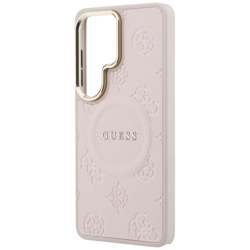 Husa Guess Saffiano Peony Embossed Ring MagSafe Samsung Galaxy S26 Ultra, roz, GUHMS26LPSAMSECP