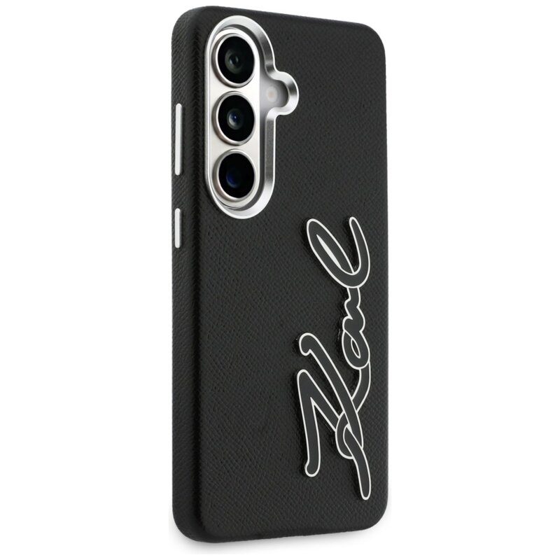 Husa Samsung Galaxy S26 Karl Lagerfeld Full Wrapped Grained Leather with Signature Resin Logo, KLHCS26SPGFKSRSK, negru