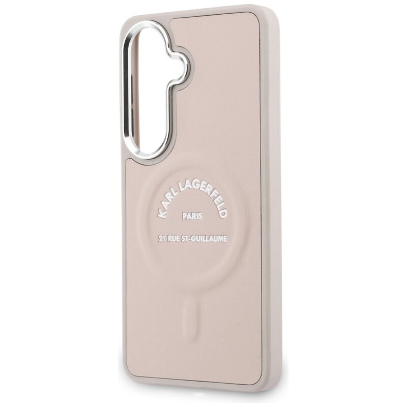 Husa Samsung Galaxy S26 Karl Lagerfeld Wrapped Leather with Karl RSG Logo MagSafe, KLHMS26SPSKRSGEP, roz