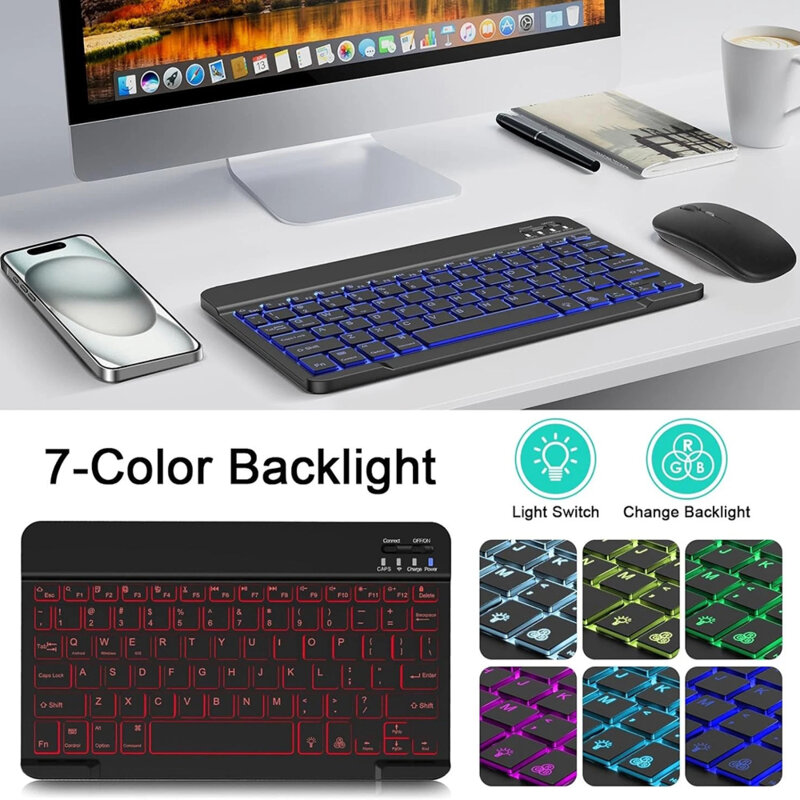 Tastatura wireless RGB, mouse gaming 1600DPI Techsuit AirCombo WKM1