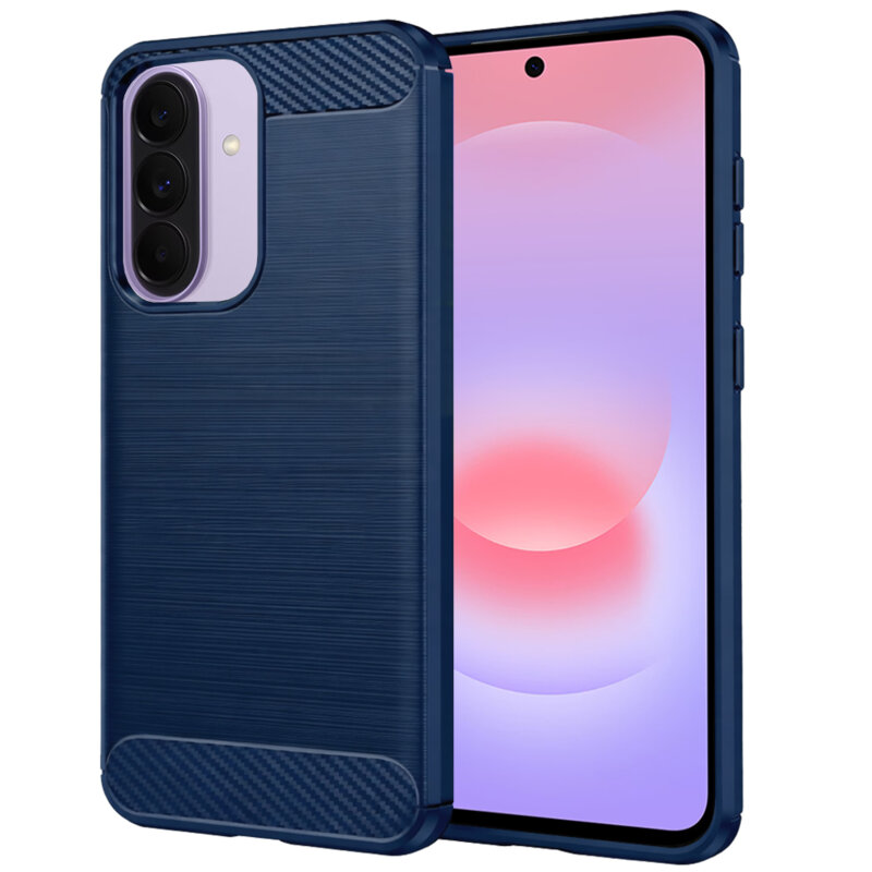 Husa Samsung Galaxy A37 5G Techsuit Carbon Silicone, albastru