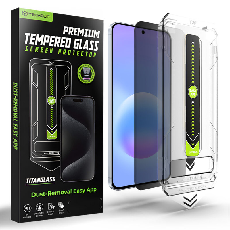 [Pachet 2x] Folie Samsung Galaxy A57 5G, deblocare prin amprenta, Techsuit TitanGlass CrystalHD, privacy