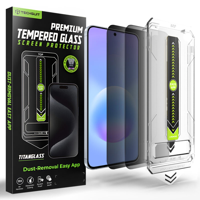 [Pachet 2x] Folie Samsung Galaxy A57 5G, deblocare prin amprenta, Techsuit TitanGlass CrystalHD, privacy
