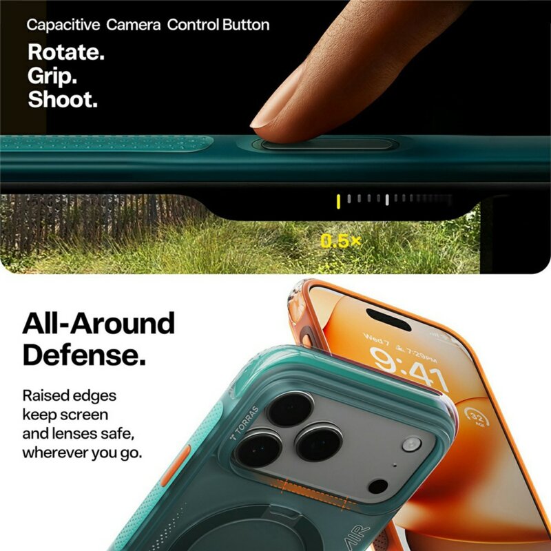 Husa iPhone 17 Pro Max Torras Ostand Spin Air Series, verde