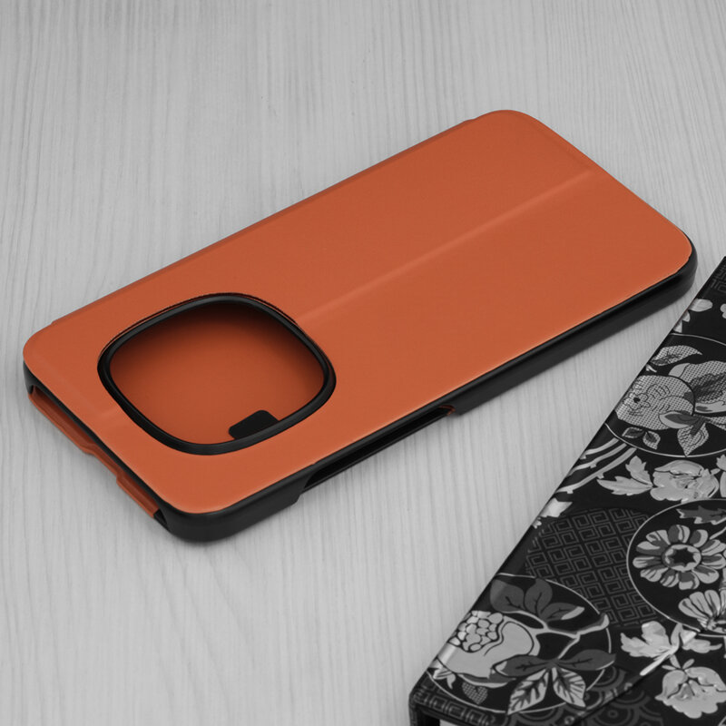 Husa Xiaomi Redmi Note 15 Pro 5G Eco Leather View flip tip carte, portocaliu