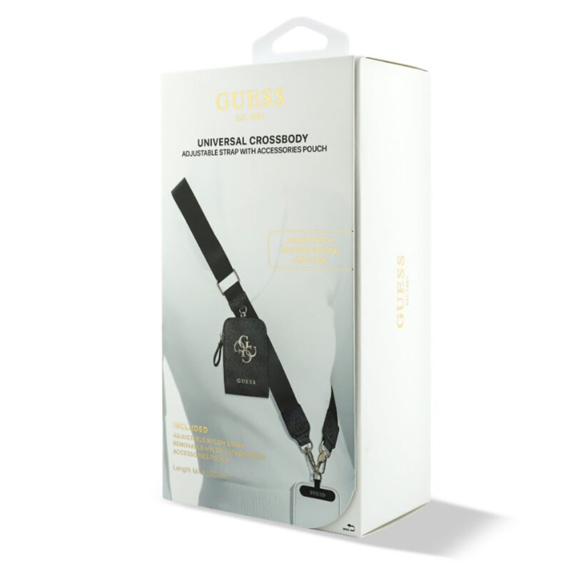 Lanyard telefon universal Guess 4G Metal Logo, negru, GUUCNKP4DGMK