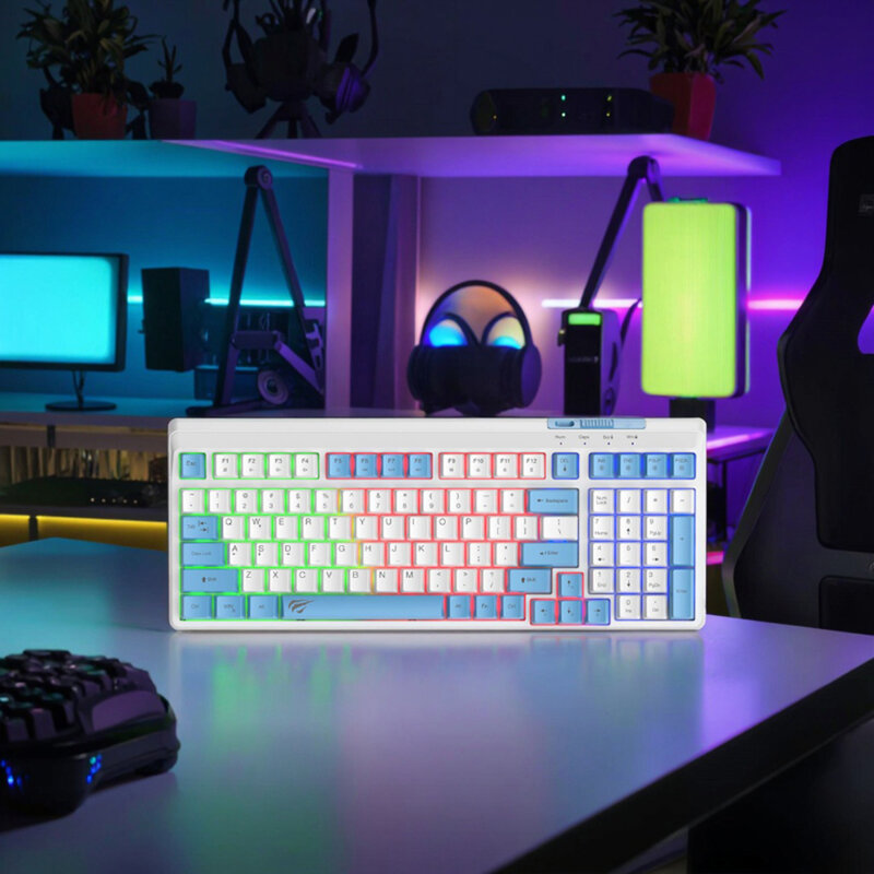 Tastatura si mouse gaming pentru laptop Havit KB891CM, alb / negru