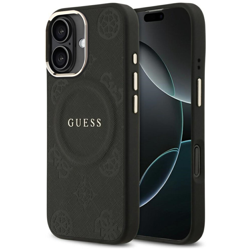 Husa iPhone 17 Guess Peony Hot Stamp MagSafe, negru, GUHMP17SPSAMSECK