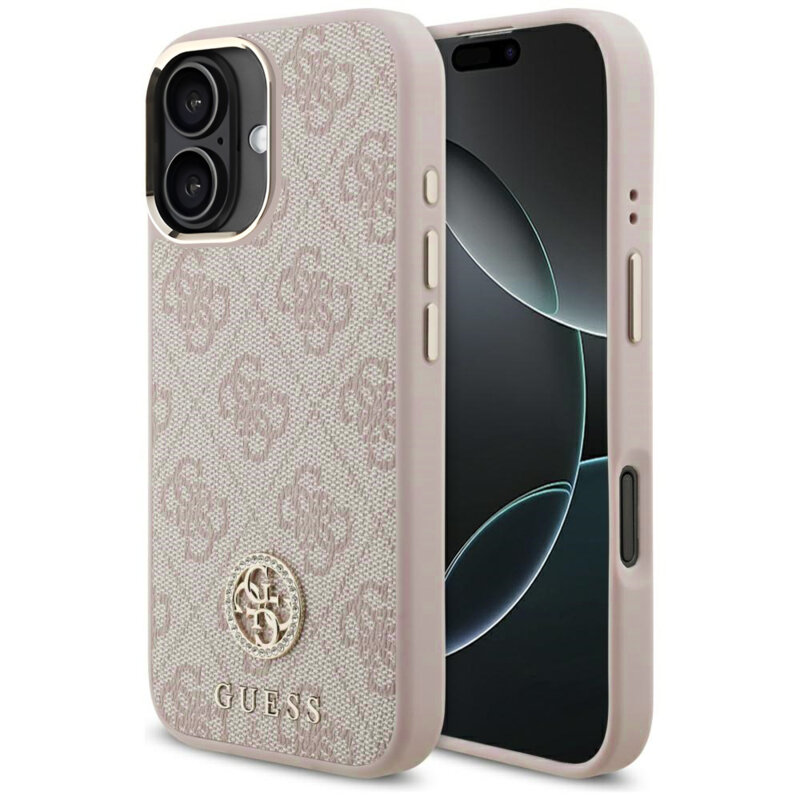 Husa originala Guess iPhone 17 Hardcase 4G Strass Logo MagSafe, roz, GUHMP17SP4GRMDEP
