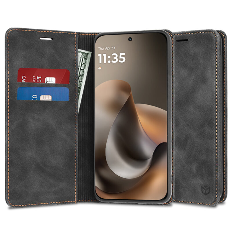 Husa piele Motorola Moto G77 Techsuit Confy Cover, negru