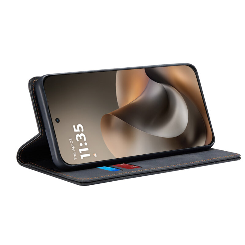 Husa piele Motorola Moto G77 Techsuit Confy Cover, negru