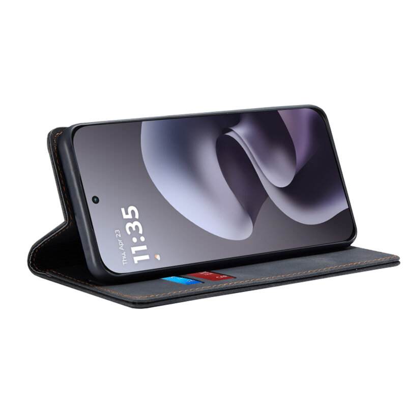 Husa piele Motorola Moto G67 Techsuit Confy Cover, negru
