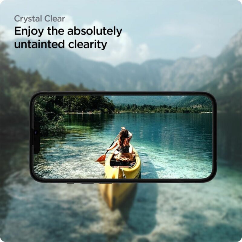 Folie sticla iPhone 14 Spigen Glas.tR Align Master, transparenta