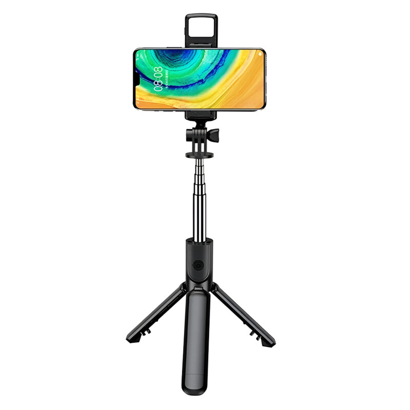 Selfie stick mini cu Bluetooth, telecomanda, LED Techsuit S03-S