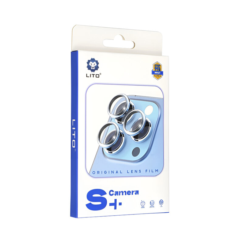 Folie sticla iPhone 14 Camera Protector Lito S+, negru/transparenta