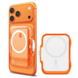 Portofel magnetic pentru telefon Spigen TinTap MagFit+, transparent/portocaliu, AFA11381