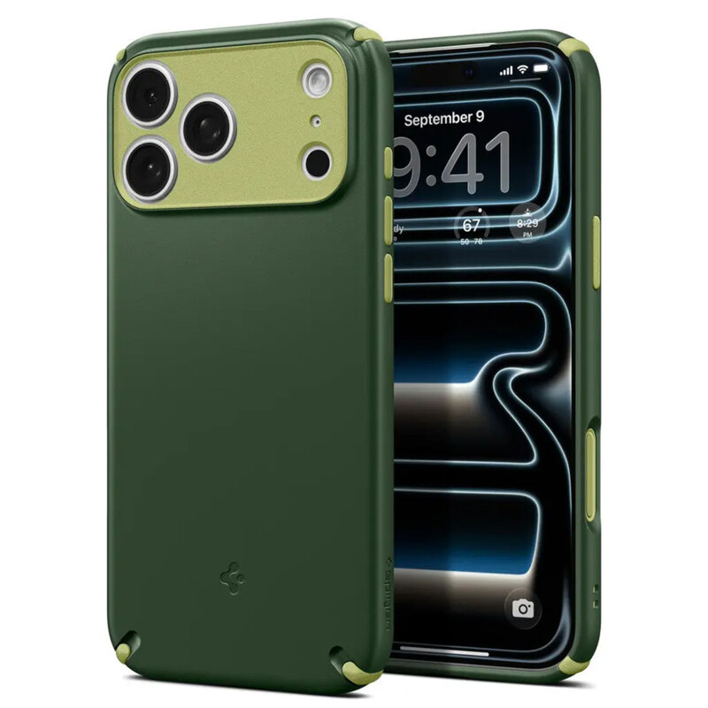 Husa iPhone 17 Pro Spigen Caseology Nano Pop Hybrid MagSafe, verde