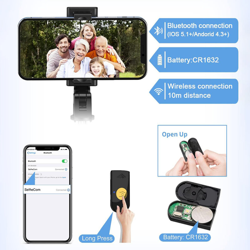 Selfie Stick Bluetooth cu telecomanda si tripod Techsuit K07