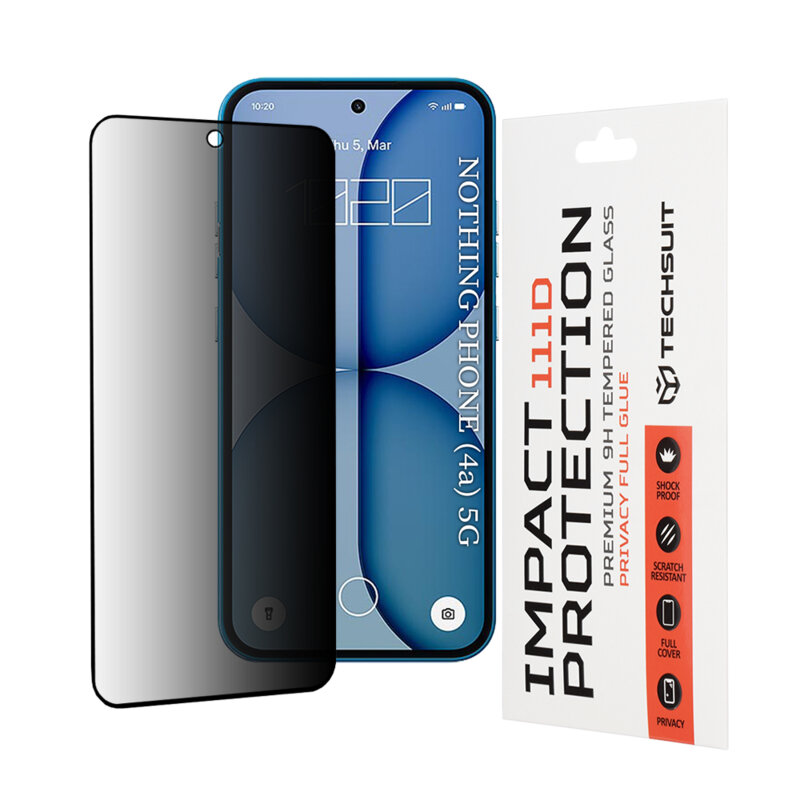 Folie sticla Nothing Phone (4a) Techsuit 111D Privacy Full Glue, negru