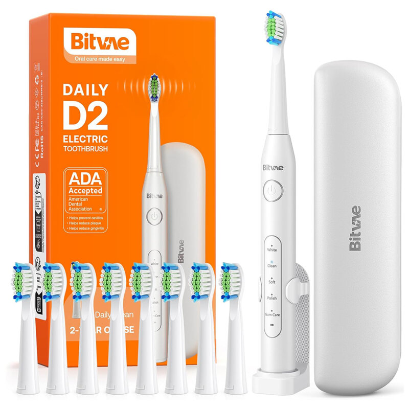 Periuta de dinti electrica sonica cu 8 capete Bitvae D2, alb