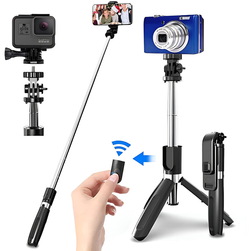 Selfie stick cu trepied si telecomanda Techsuit L02, 100cm