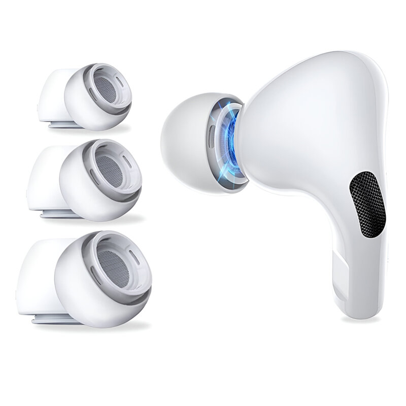 [Pachet 3x] Dopuri casti AirPods Pro 1 din silicon premium Techsuit ET1, alb