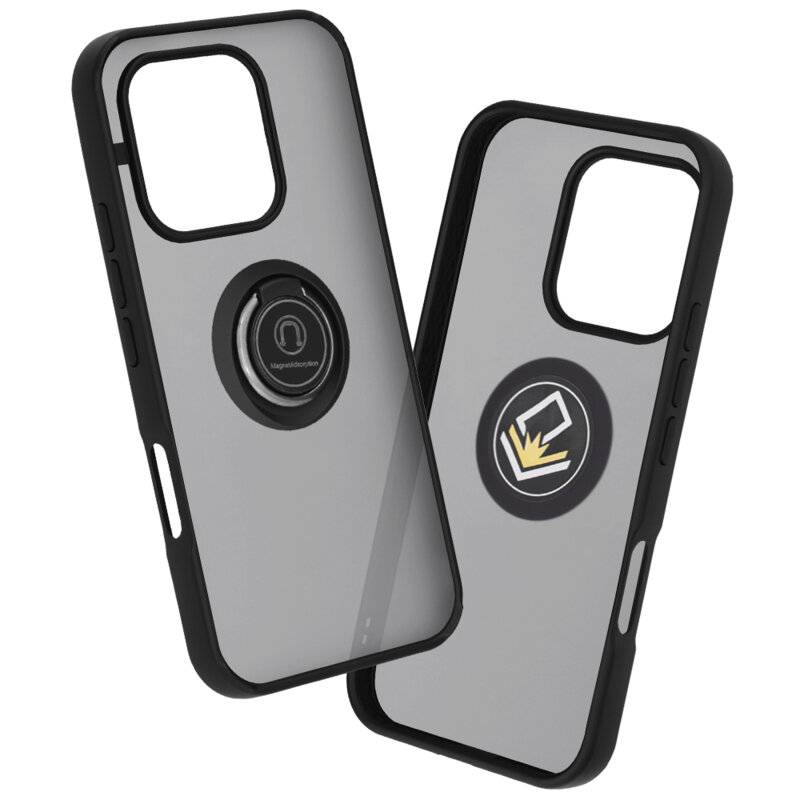 Husa Honor 600 Lite Techsuit Glinth cu inel suport stand magnetic, negru