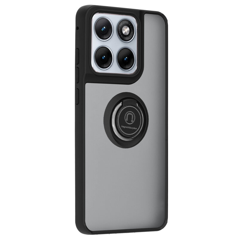 Husa Motorola Edge 70 Fusion Techsuit Glinth cu inel suport stand magnetic, negru