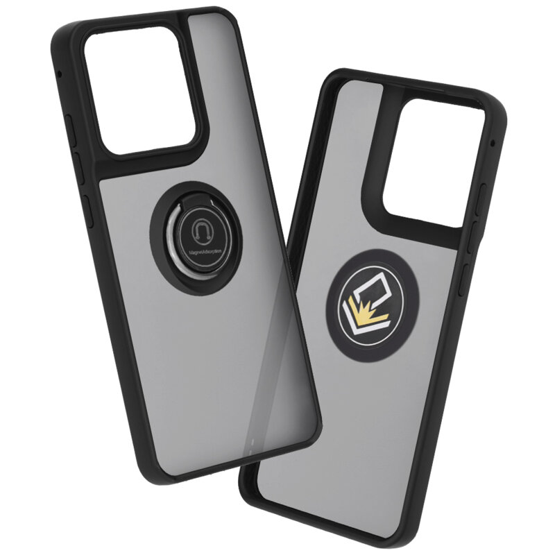Husa Motorola Edge 70 Fusion Techsuit Glinth cu inel suport stand magnetic, negru