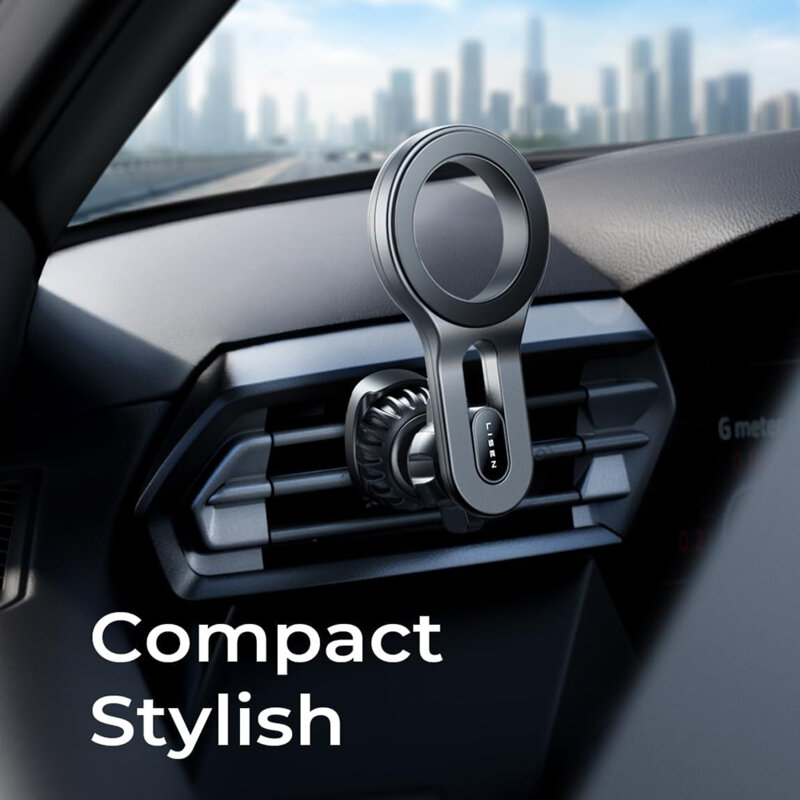 Suport de telefon auto magnetic Lisen, rotativ 360°, negru