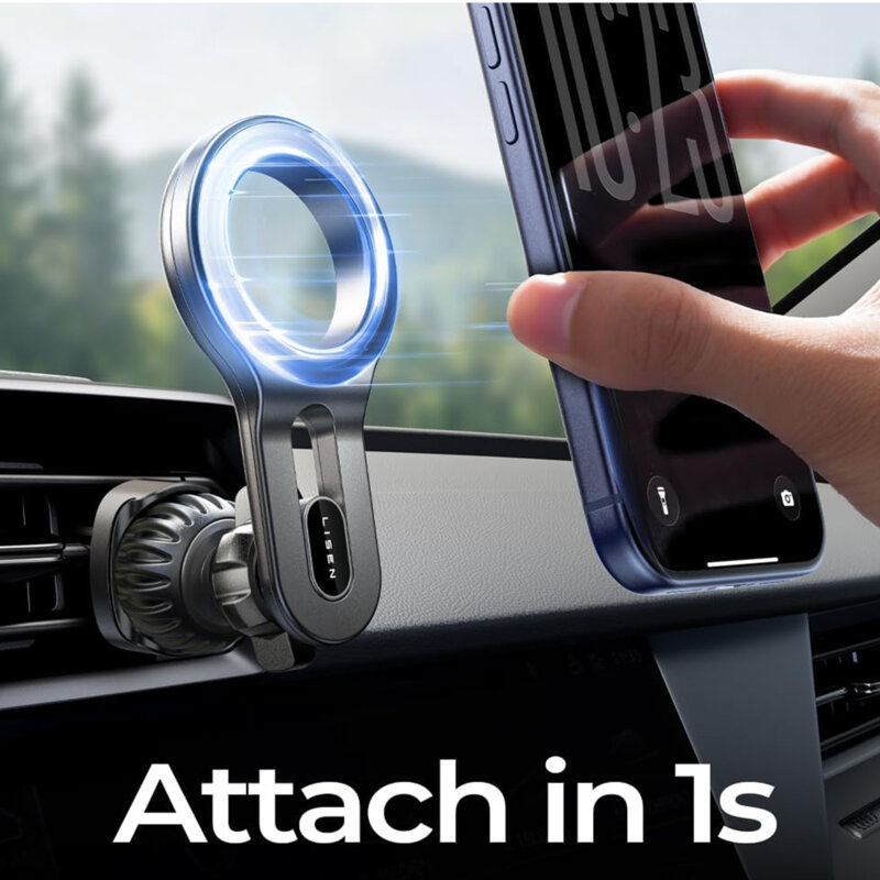 Suport de telefon auto magnetic Lisen, rotativ 360°, negru