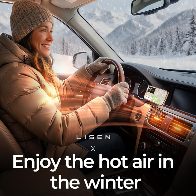 Suport de telefon auto magnetic Lisen, rotativ 360°, negru