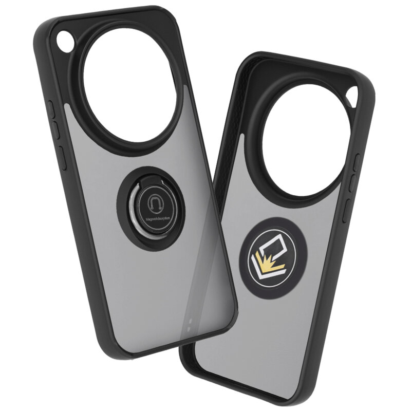 Husa Xiaomi 17 Ultra Techsuit Glinth cu inel suport stand magnetic, negru