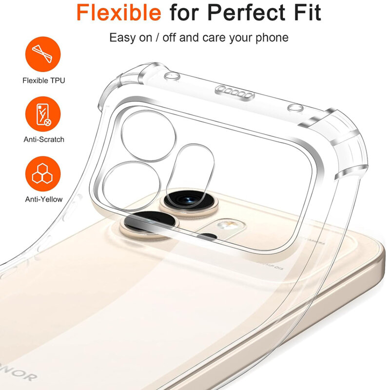 Husa Honor 600 Techsuit Shockproof Clear Silicone, transparenta
