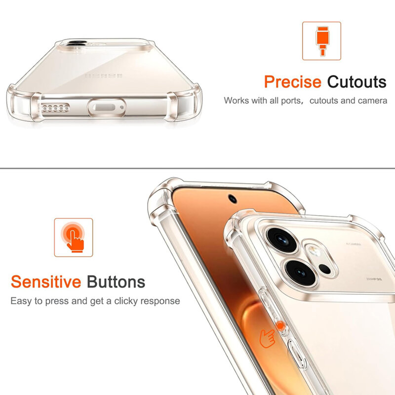 Husa Honor 600 Techsuit Shockproof Clear Silicone, transparenta