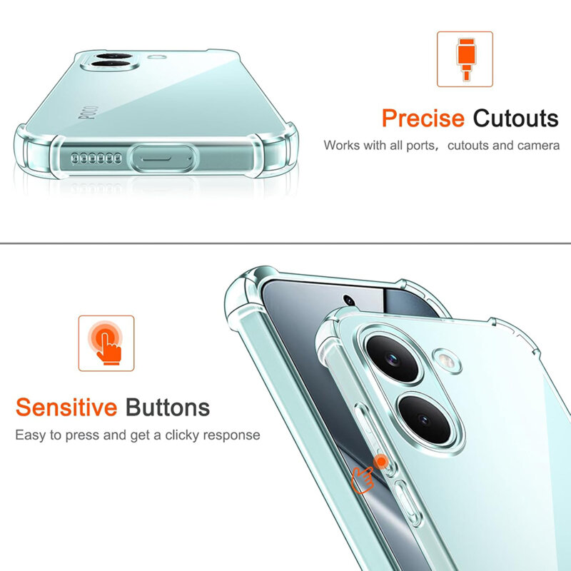 Husa Xiaomi Poco X8 Pro Techsuit Shockproof Clear Silicone, transparenta