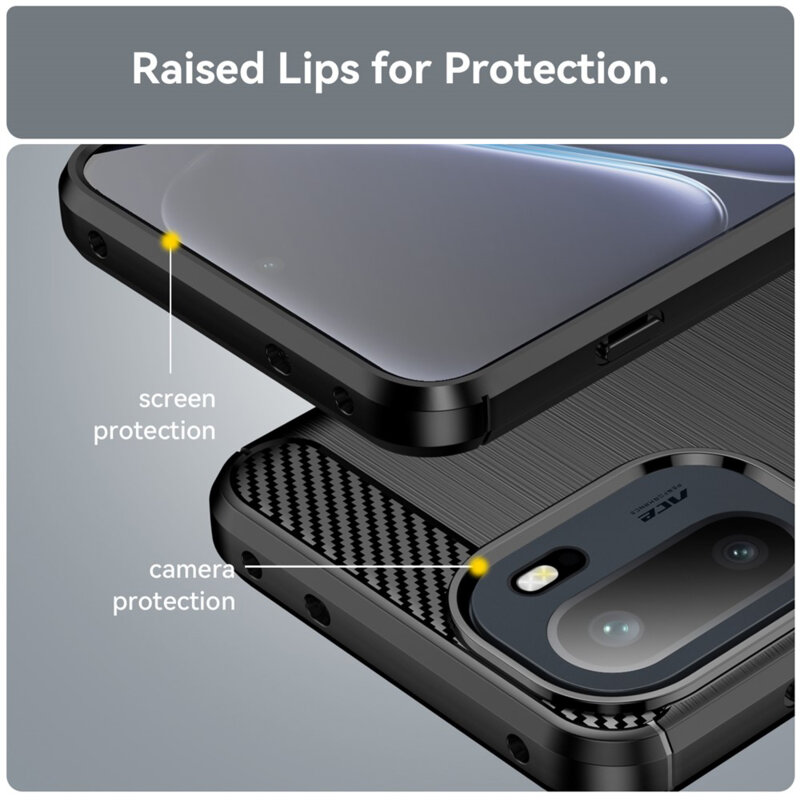 Husa OnePlus 15R Techsuit Carbon Silicone, negru