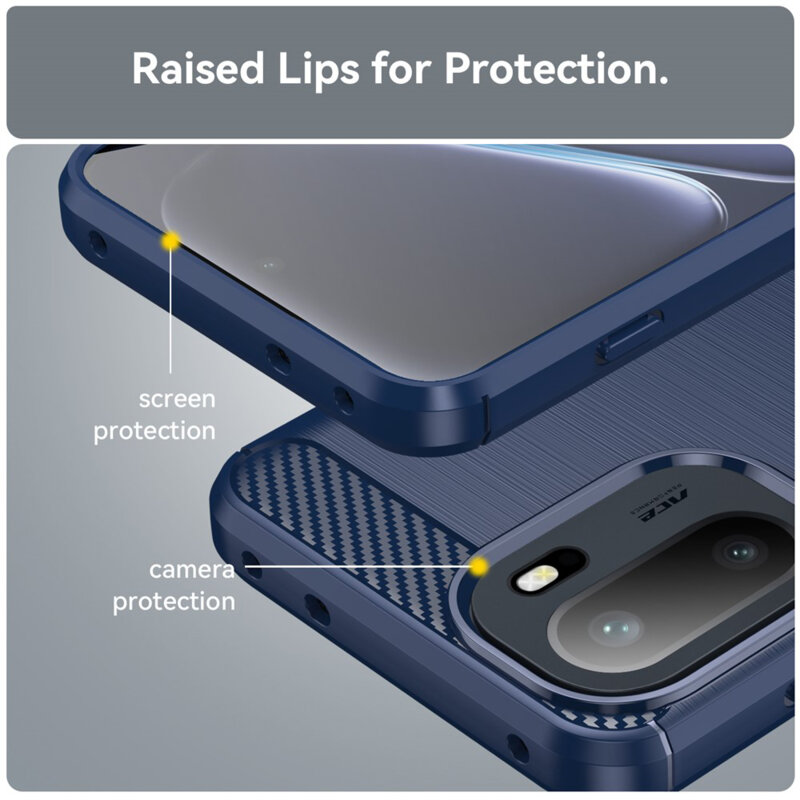 Husa OnePlus 15R Techsuit Carbon Silicone, albastru