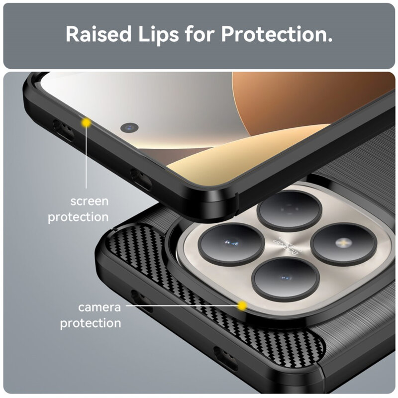 Husa Xiaomi Redmi Note 15 Pro 4G Techsuit Carbon Silicone, negru