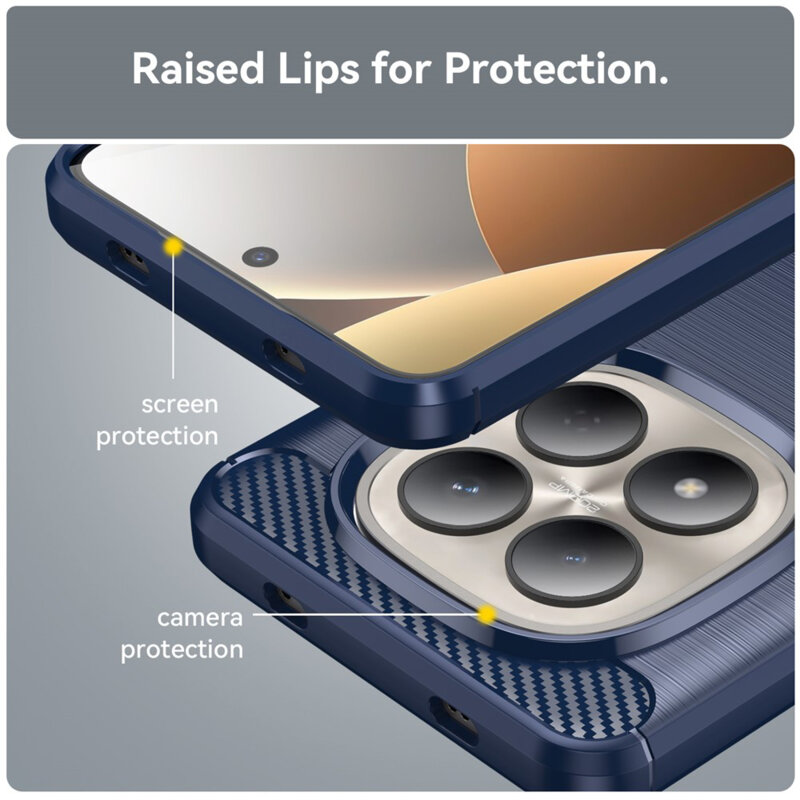 Husa Xiaomi Redmi Note 15 Pro 4G Techsuit Carbon Silicone, albastru