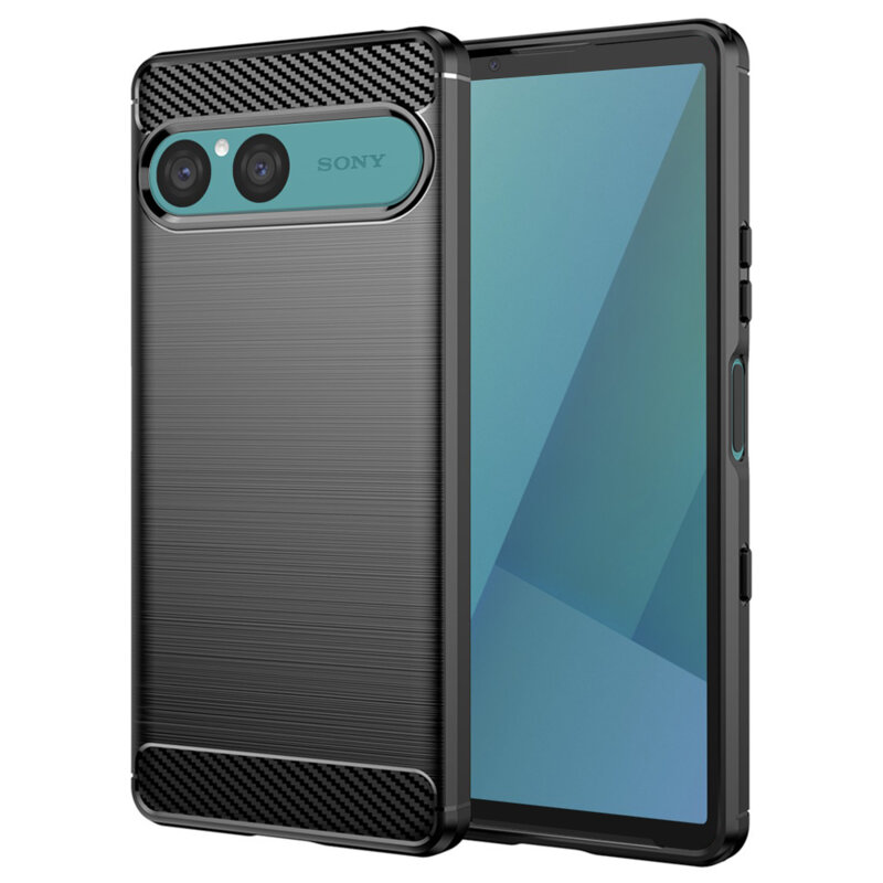 Husa Sony Xperia 10 VII Techsuit Carbon Silicone, negru