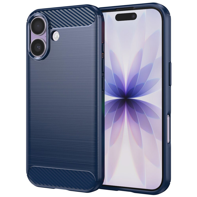 Husa iPhone 17 Techsuit Carbon Silicone, albastru